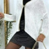 Cardigan Blanc En Grosse Maille
