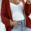 Cardigan Bordeaux En Grosse Maille