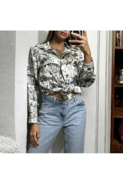 Chemise Noir Et Blanc à Motif Imprimé Inspi