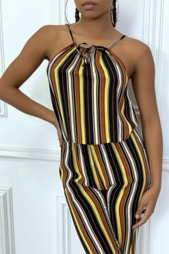 Combinaison Pantalon Jaune Ă Rayures Et Col Montant
