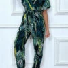 Combinaison Pantalon Verte à Manches Volants