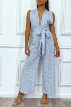 Combinaison Turquoise Inspi à Col Plongeant, Et Attache Réglable Au Dos