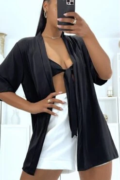 Gilet Noir 2 En 1 Avec Bandeau à Noeud Intégré