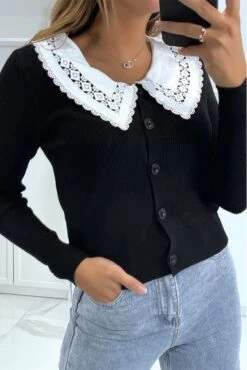 Gilet Noir Ă Col Claudine