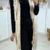 Gilet Sans Manche Beige à Frange Ficelle