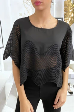 Haut Noir Court Avec Broderies