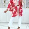 Kimono Fuchsia Avec Joli Motif Ajustable à La Taille