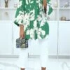 Kimono Vert Avec Joli Motif Ajustable à La Taille