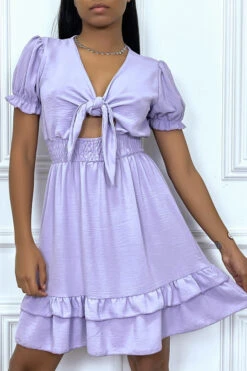 Petite Robe Lilas à Noeud Et à Volant