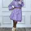 Robe Chemise Lila Avec Ceinture Volant Et Dentelle