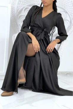 Robe Longue Noire Satinée