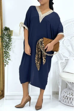 Robe Tunique Over Size Marine Vol V Avec Dentelle