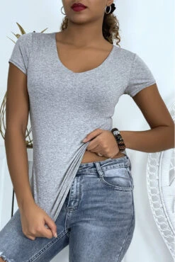 T-shirt Gris Simple Pas Chère