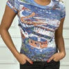 T-shirt Marine Avec Dessin Et Strass