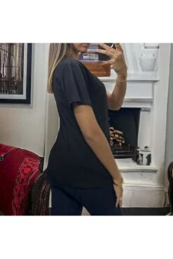 T-shirt Noir Avec Dessin Nounours Peluché Avec Perle