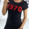 T-shirt Noir Avec écriture 1970