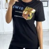 T-shirt Noir Avec écriture Et Motif En Paillette