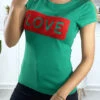 T-shirt Vert Avec écriture Love
