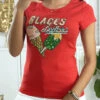 Tee-shirt Rouge Avec Dessin En Strass