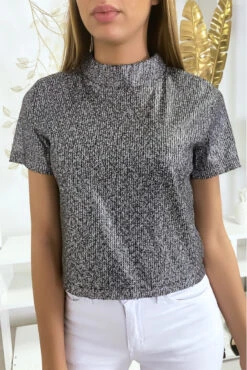 Top à Paillettes Gris Argent